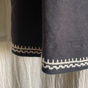 J.Crew black linen/cotton mini sleeveless dress embroidered size M